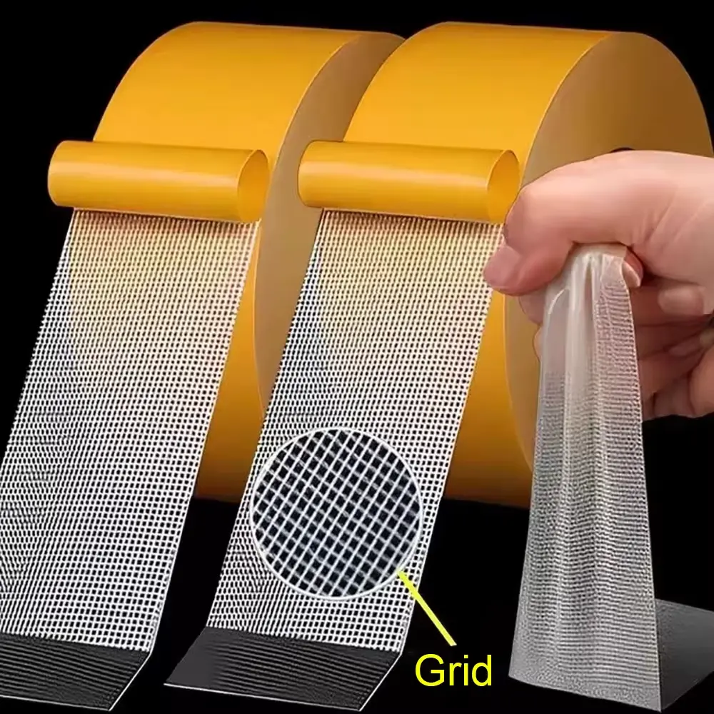 Super Thin Strong Fixation Double Sided Adhesive Tape Heavy Duty Translucent Mesh Waterproof Traceless Powerful Grid Carpet Tape No brand