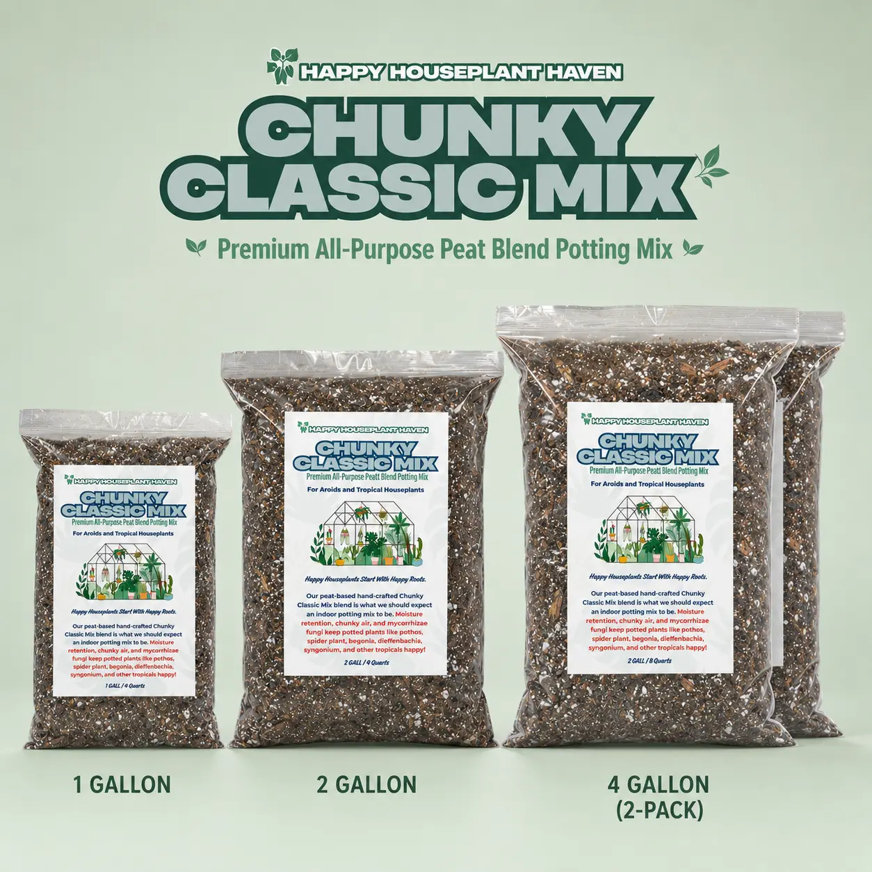 Chunky Classic Potting Mix | Premium Peat-Based Indoor Plant Soil Blend with Zeolite, Perlite, Pumice, Bark & Mycorrhizae for Tropical Houseplants