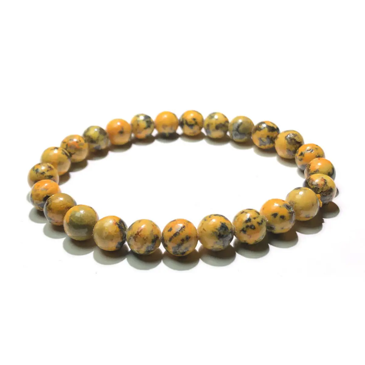 Bumblebee Jasper Bracelet, 8mm Handmade Gemstone Stretch Jewelry for Adults, Energy Boost and Stress Relief, Liz Creation Studio, Beads, Natural, Casual, Everyday Wear, Unisex Fit, Stretch Cord, Crystal Enthusiasts, Bangle, Handcrafted, Creativity & Confi