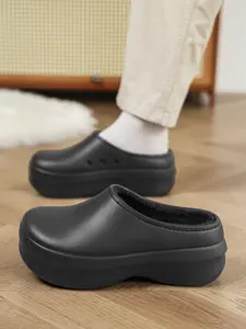 Unisex Classic Eva Material Warm Lined Thick Bottom Slippers, Comfortable Indoor & Outdoor Shoes, Durable Design for All-Day Wear, Footwear
