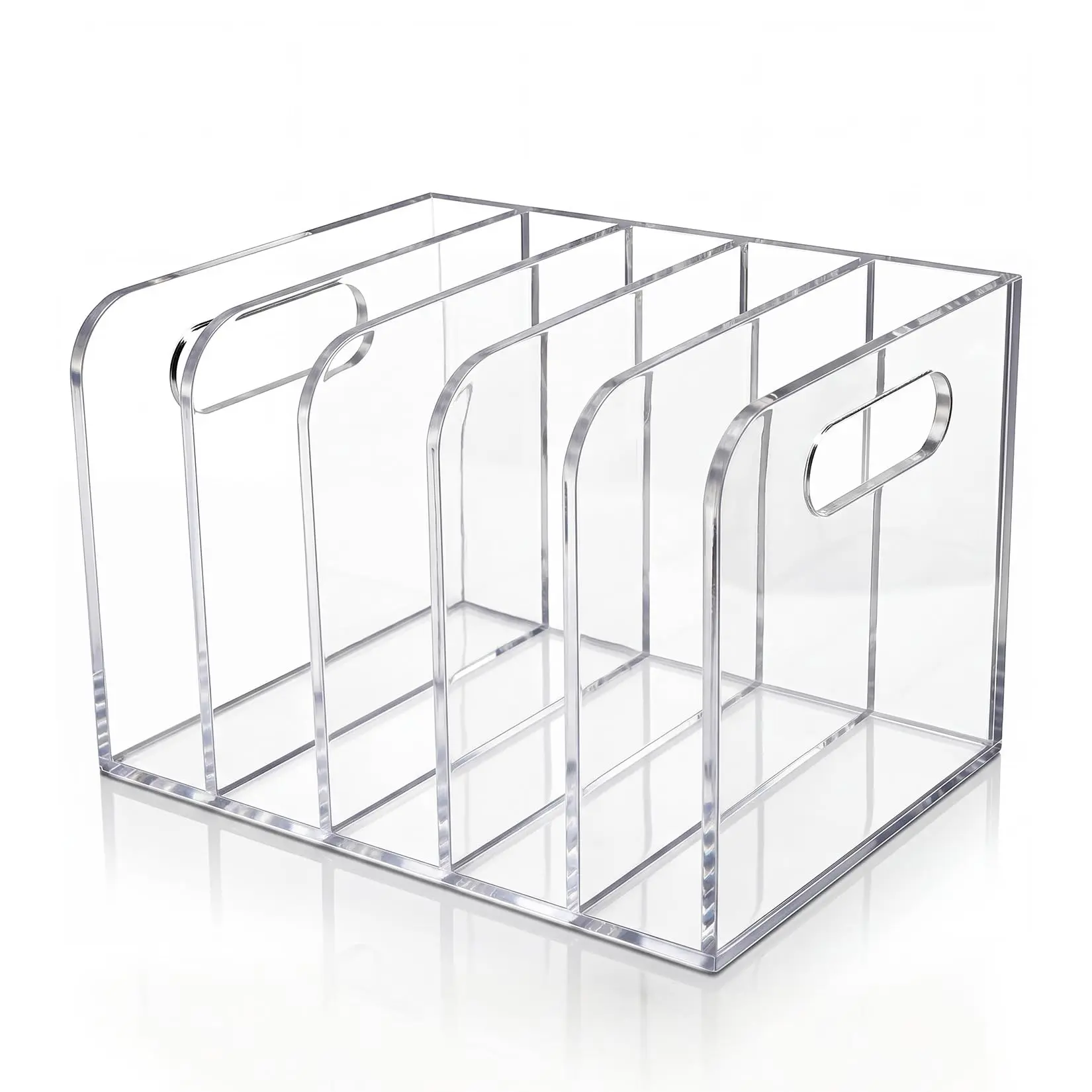 Clear Acrylic 5-Compartment Magazine File Rack, Desktop Document & Magazine Organizer – Vertical Storage for Office, Home or School