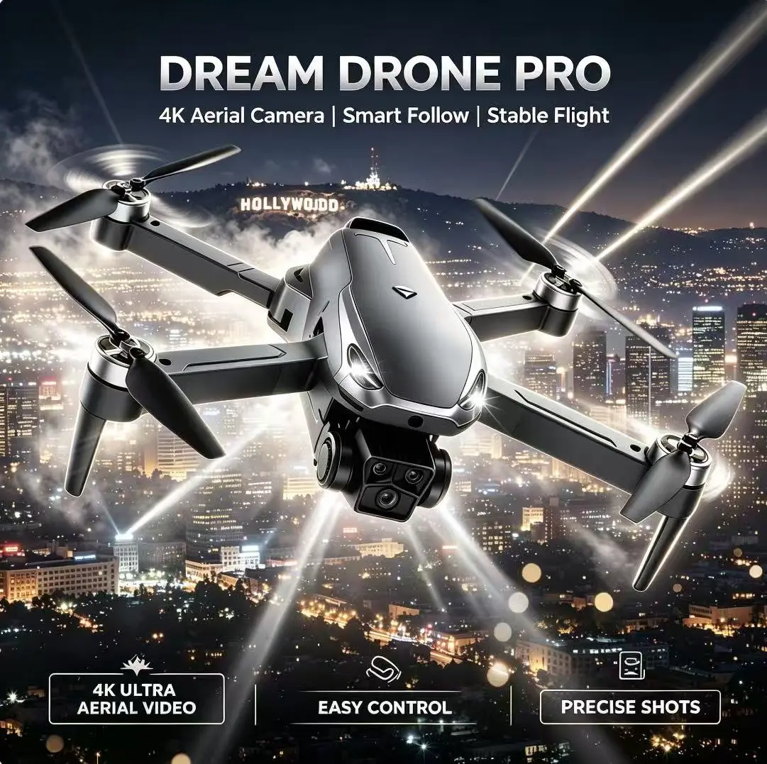 2026 M8 Pro Drone & 4K Camera, GPS & 5G WiFi FPV, Brushless Motor, Optical Flow Hover, Smart Obstacle Avoidance, Auto Return, 360° Stunt Roll, Dual Batteries Included