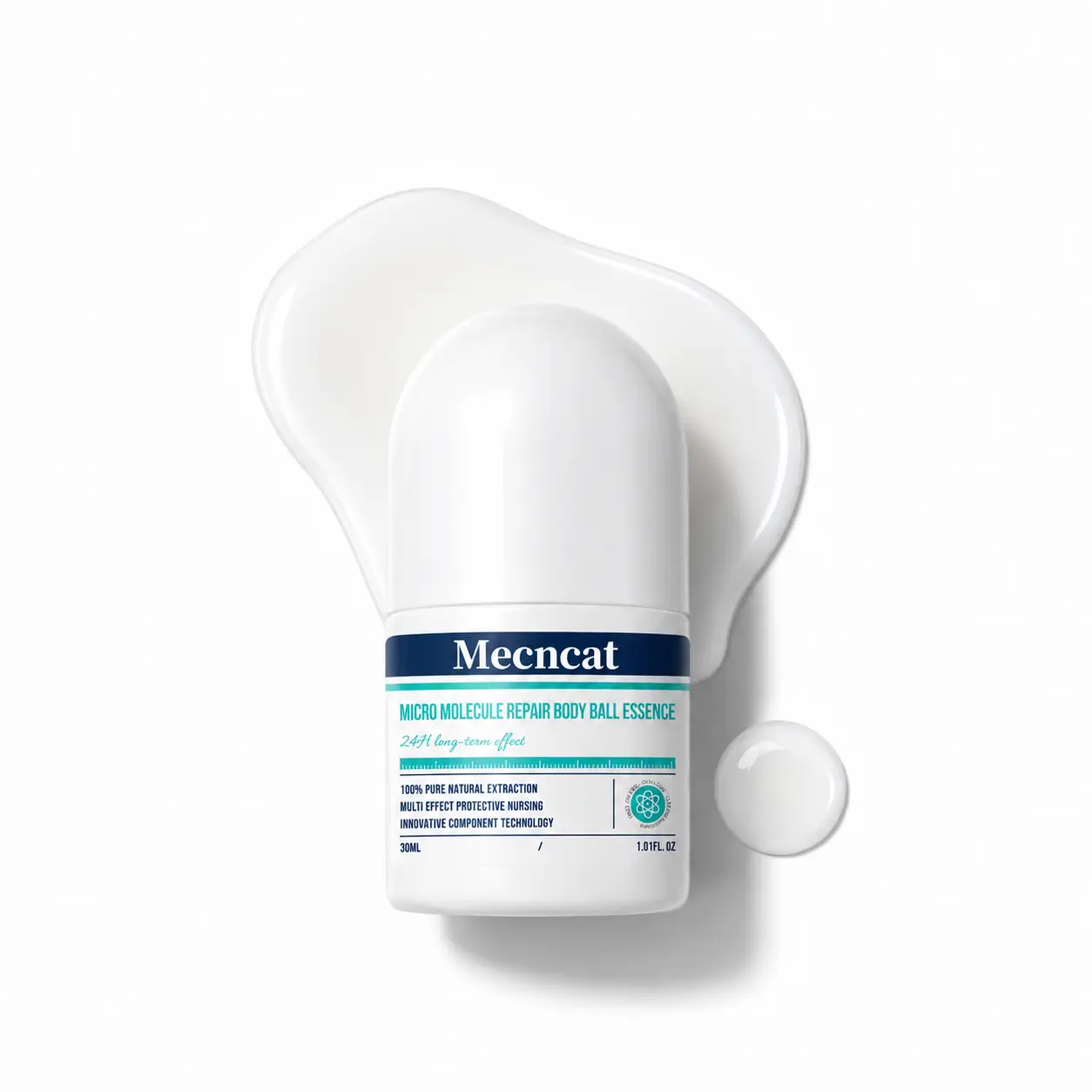 Mecncat Multi-Effect Micro-Molecular Essence Roll-On - Plant Extracts, Moisturizing Technology, 30 ml Deep Hydration Fragrance-Free Face Care Serum for Skincare