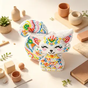 Colorful Fox 3D Puzzle Building Block Decor, Colorful Blocks Puzzle, Ideal for Home Office Shelves, Party Decor, Perfect Gift for Holidays, Handmade Craft Decoration