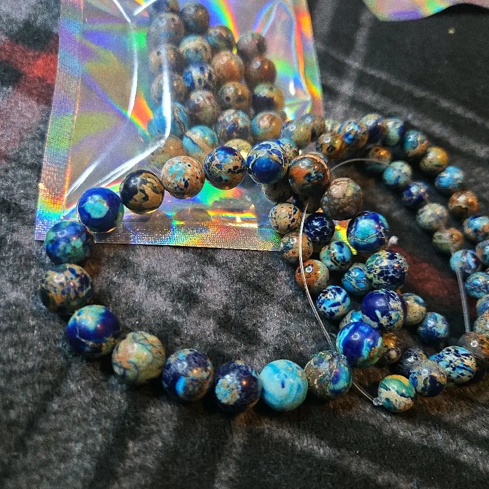 Sea Sediment Turquoise Natural Stone Bead Bracelet 8/10mm - Real Natural Stone with Multiple Colors and Simple Design