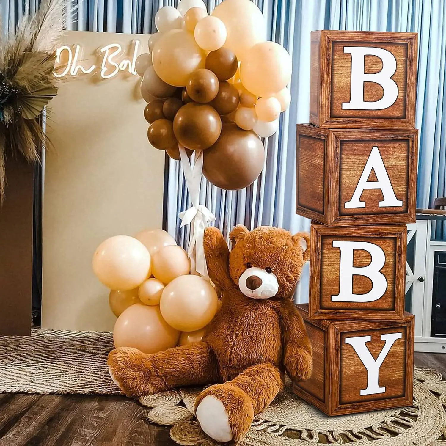 Wood Grain Print Baby Baptism Display Box, Neutral Gender Reveal, /baby Block Background, Perfect for Birthday Party, Baby Shower Supplies, Party Favors, Party Gift, Themed Gifts Box, Gift Boxes