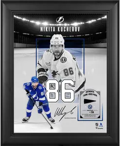 Nikita Kucherov Tampa Bay Lightning Framed 11" x 14" Showcase Collage with a Piece of Game-Used Puck - Limited Edition of 250 - Fanatics Authentic Certified