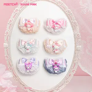 Sanrio x Sugar Pink | Girls' Tea Party Series Accessory Blind Box - Sweet Style Cute Cartoon Bowknot, Hello Kiitty Ornament, Cute Pendant Round Soft Stuffed Fluffy Bunny Pompom