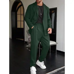 Homme Men Solid Double Button Blazer & Suit Pants Green Outfit Menmen Green Suitgreen Suit For Mengreen Outfit For Mengreen Suit Men
