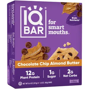IQBAR Chocolate Chip Almond Butter Protein Bars – Low Sugar Plant Protein Snack