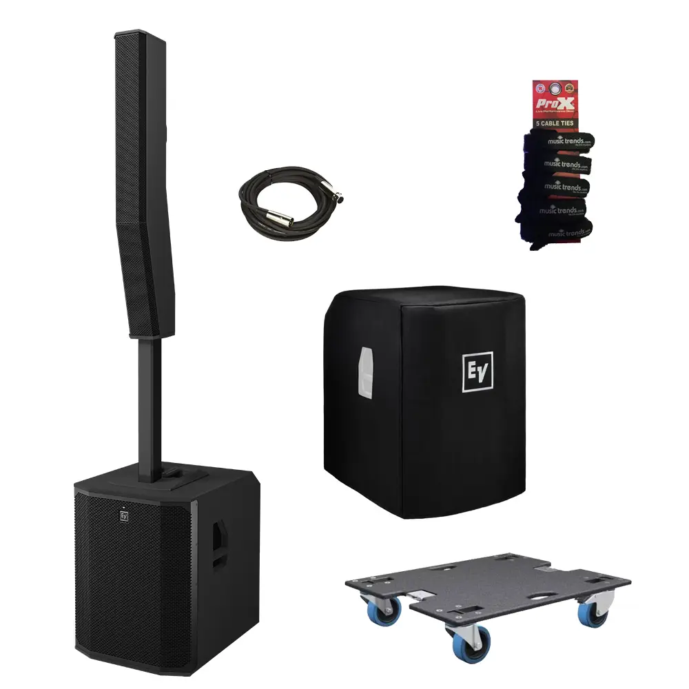 Electro-Voice Black EVOLVE 90  18" Portable column kit w/ dolly + Cover & XLR