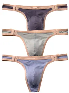 Men's Lace Thongs Set, Underwear Sets, Breathable & Elastic Low Waist Underwear, Slim Fit Design, Solid Color Comfort Wear for All Seasons