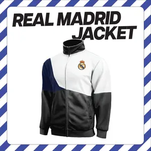Real Madrid CF Track Jacket Officially Licensed Los Blancos Full-Zip | Men's Soccer Jacket Hala Madrid LV