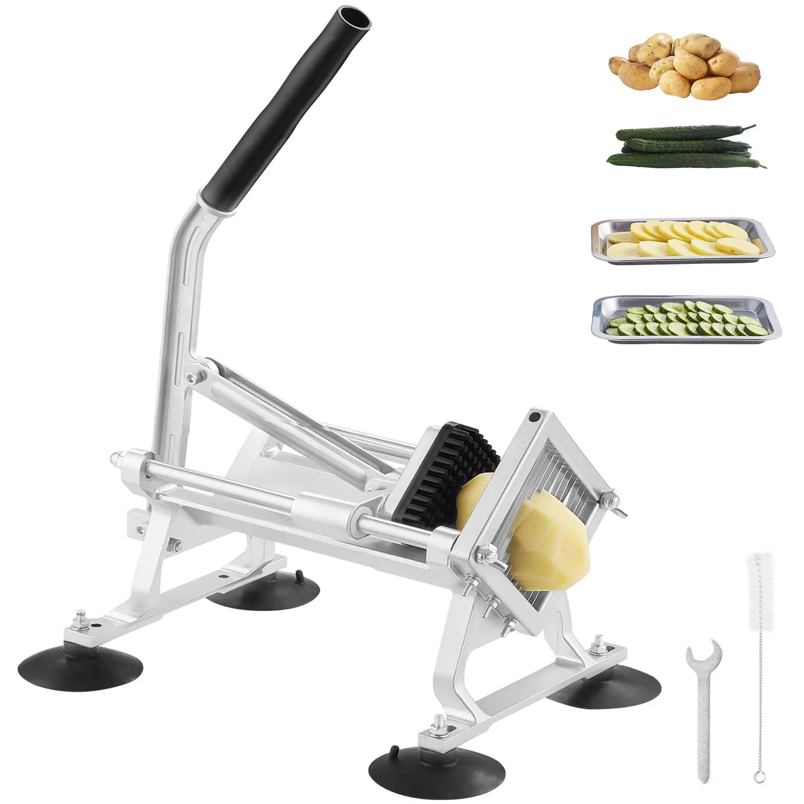 VEVOR Commercial Vegetable Slicer,  1/4 inch Fruit Slicer, Stainless Steel and Aluminum Alloy Vegetable Cutter Slicer Machine, Manual Slicer with Non-slip Feet, for Radishes, Onions, Potatoes, Lemons Kitchen Sturdy