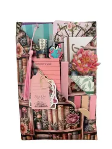 (Bookish Style Paper with Pink Florals.) Book or Journal.