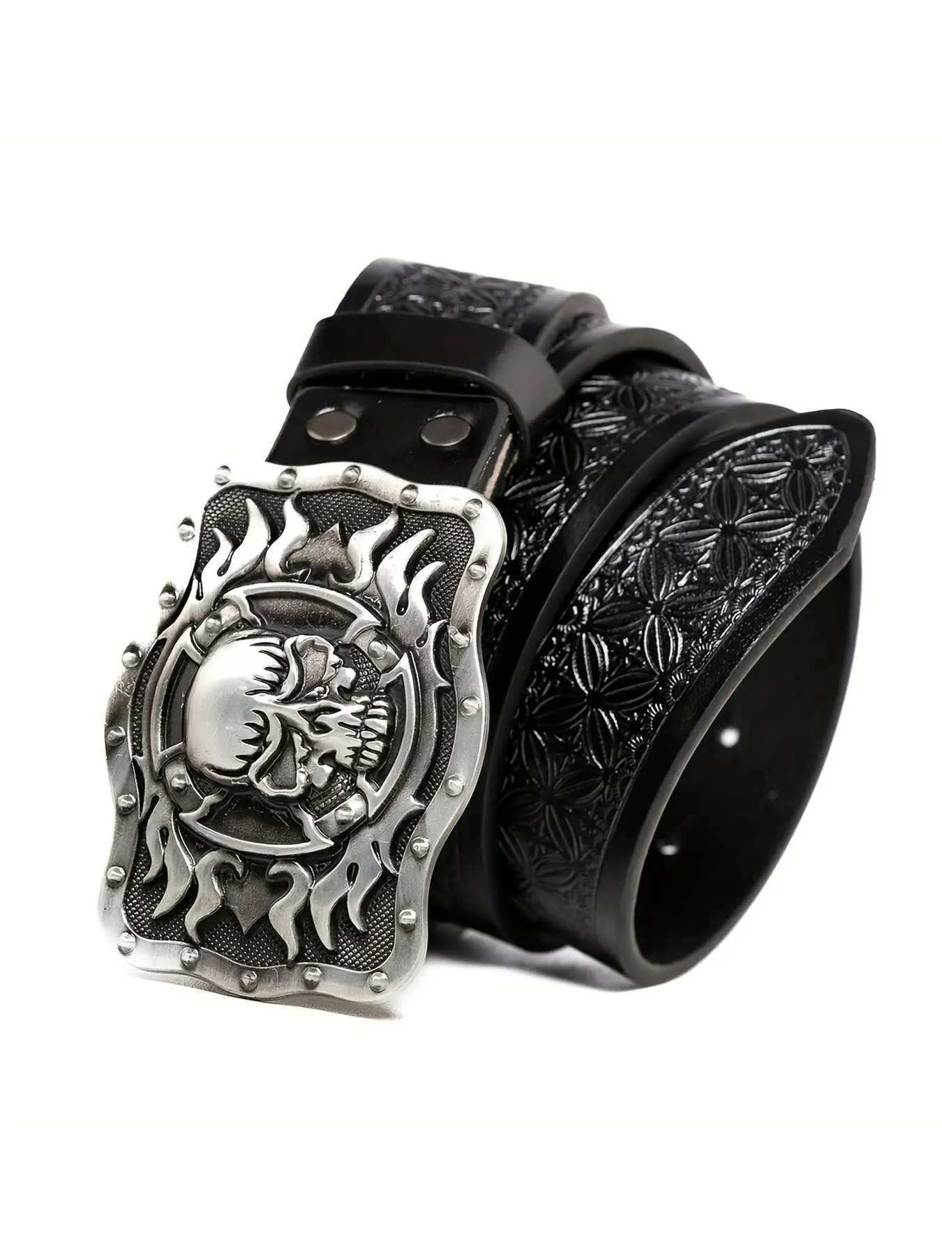 Cool Western Cowboy Flame Skull Belt, Vintage Gothic Casual Streetwear, Stylish Punk Fashion Pants Belt for Men, Street Style Belt, Stylish Belts, Adjustable Belts