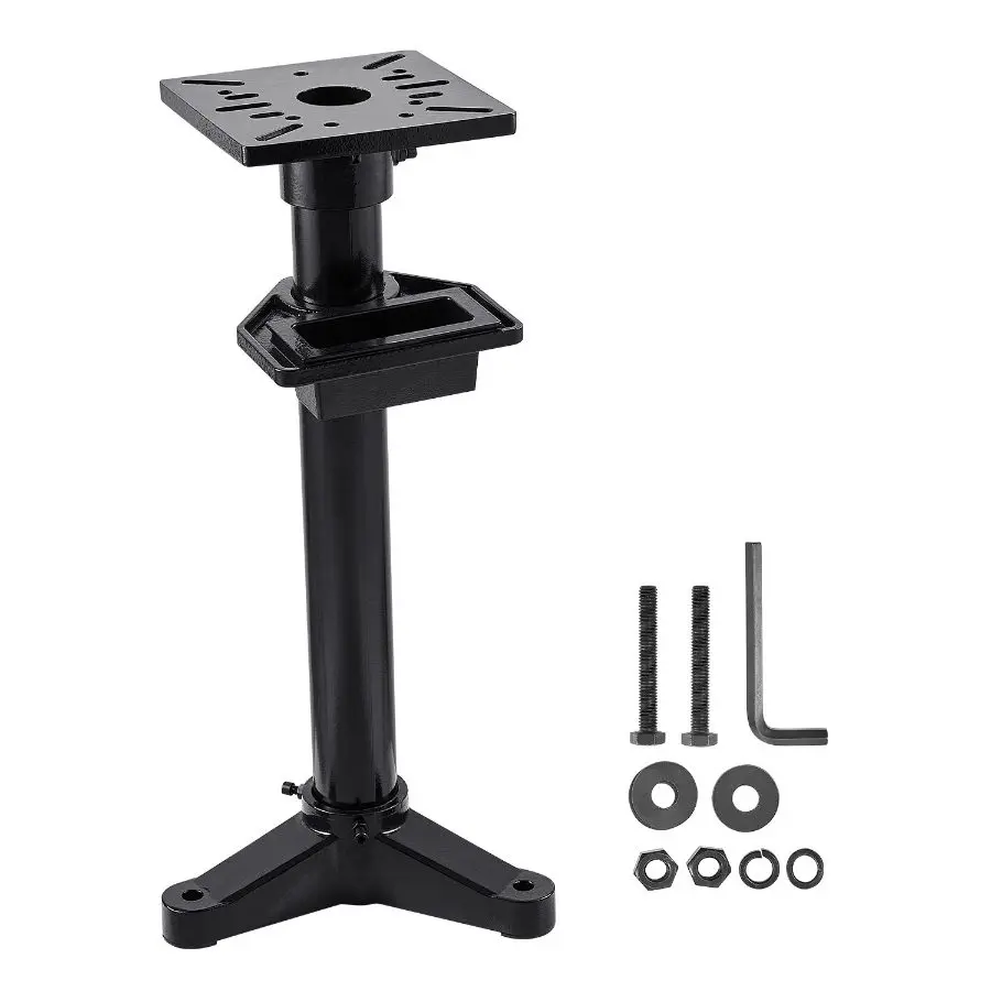 【toolupgrade】VEVOR Heavy-Duty Bench Grinder Stand - Floor Pedestal with 10.6x10.6in Mounting Plate, Pre-Cut Slots, Water Pot, Vise, Enhances Grinding Efficiency, Compatible with Most Bench Grinders (Father's Day Gift)