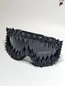 Punk Style Asymmetrical Windproof Ski Goggles, Adjustable Elastic Strap, Decorative Lens Design, Outdoor Sports Eyewear for All Seasons