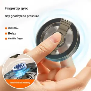 Double-Sided Magnetic Fidget Spinner Ring Phone Stand, 360° Rotating Zinc Alloy Holder, Includes 2 Magnet Rings, Stress Relief Accessory, Travel Phone Holder