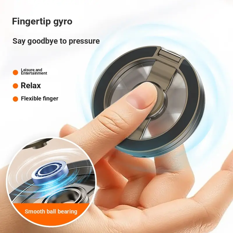 Double-Sided Magnetic Fidget Spinner Ring Phone Stand, 360° Rotating Zinc Alloy Holder, Includes 2 Magnet Rings, Stress Relief Accessory, Portable Mobile Phone Holder, Travel Phone Holder, Cellphone Accessory