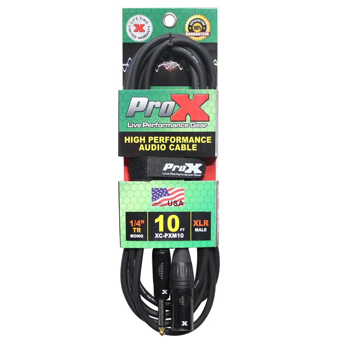 ProX XC-PXM10 10' 1/4" TS-M to XLR-M Unbalanced High Performance Audio Cable, Musical Instrument Accessories, Compact Noise-Reducing Audio Gear for Instrument Cables
