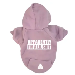 Poochie Tees Lavender Dog Hoodie - Apparently I'm a Lil Sh*t - Soft Cozy Sweatshirt for All Seasons - High Quality Cotton Poly Fabric with Sherpa Fleece Lining - Includes Treat Pocket - Durable Double Stitching - Glam Up Your Pooch