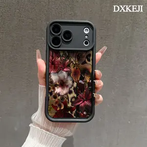 Leopard Print Floral Pattern Phone Case, Soft Silicone, Fully Protected and Shockproof For iPhone 17 16 15 Pro Max 14 13 12 11 Plus Air Cover
