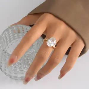 wsyjewelry Oval Cut Moissanite Halo Ring, designed specifically for women with a stackable design. Crafted with 18K gold plating and hypoallergenic materials, making it an ideal gift for weddings,engagements and anniversary celebrations Elegant jewelry