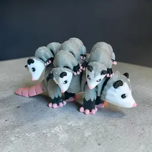 Flexi Opossum Family - Mother and Babies - 3D Printed Figure Set