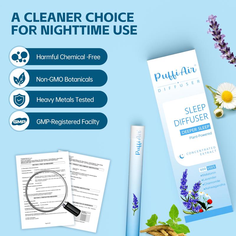 PuffiAir Natural Herbal Diffusers made of herbal extract for Lung support/ Energy boost/ Sleep / Relaz