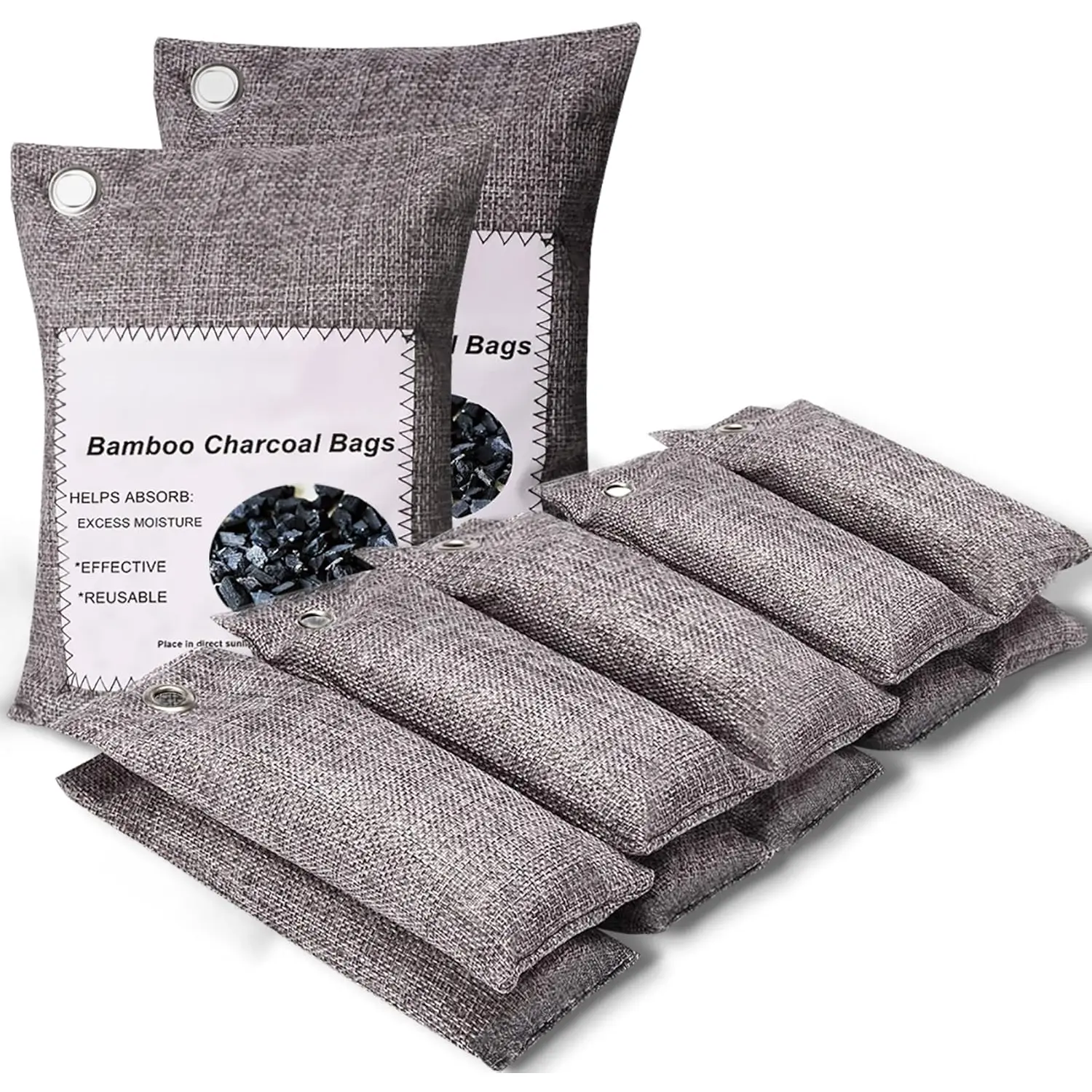12 Pack  Charcoal Shoe Deodorizer Bags, Activated Charcoal Odor Absorber,  Charcoal Air Purifying Bags, Odor Eliminator for Shoes, Pets, , Closet (150g X 2 and 50g x 10)