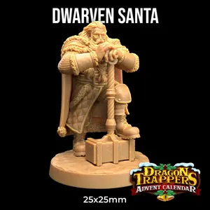 Dwarven Santa Christmas Advent Calendar | The Dragon Trappers Lodge |32mm Scale | Miniature TTRPG Mini DnD Dungeons Dragons Wargame