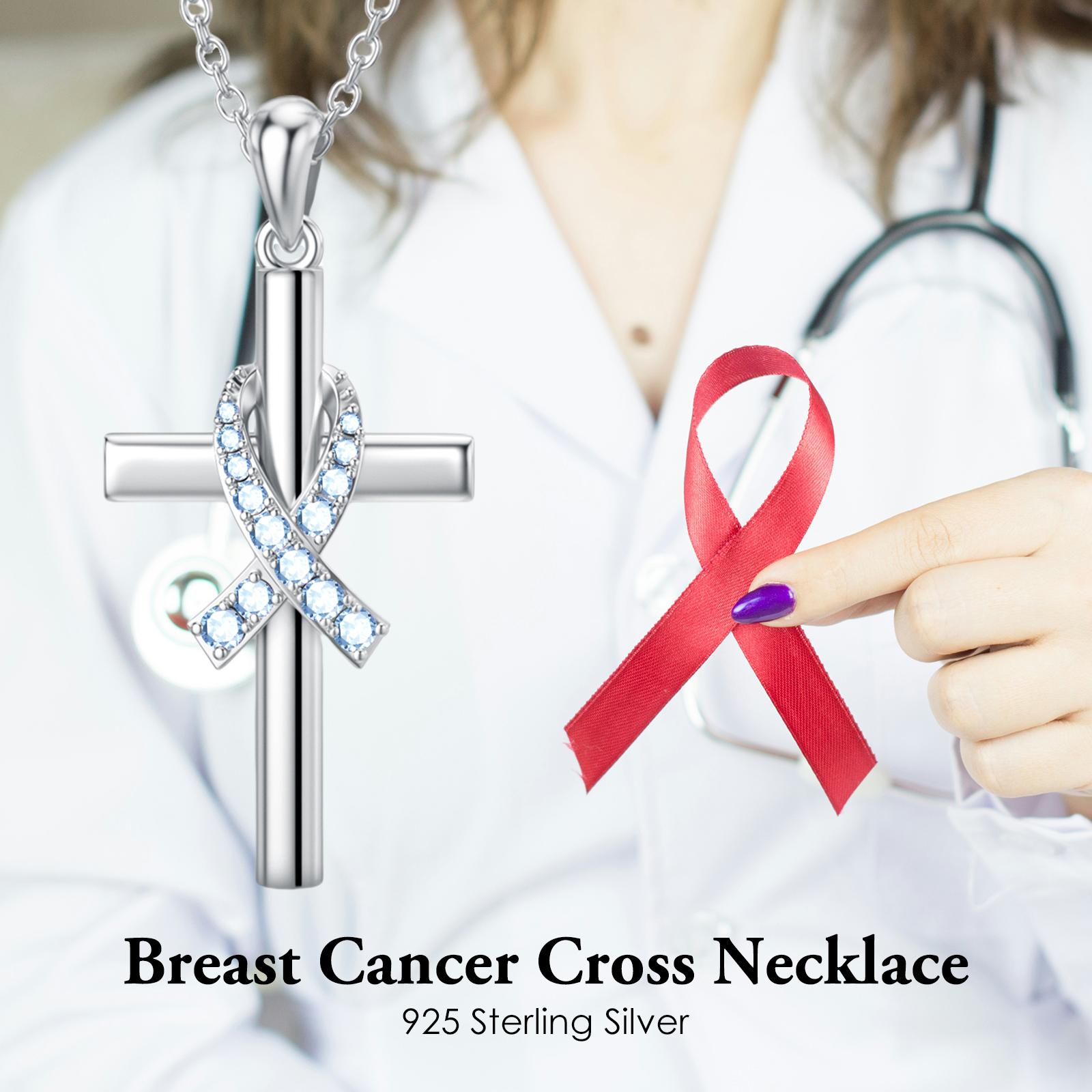 MEIDERBO Dream Chaser Breast Cancer Cross Necklace 925 Sterling Silver December Birthstone Pendant Heartfelt Pink Ribbon Awareness Jewelry for Women MEIDERBO Dream Chaser Breast Cancer Cross Necklace 925 Sterling Silver December Birthstone Pendant Heartfelt Pink Ribbon Awareness Jewelry for Women