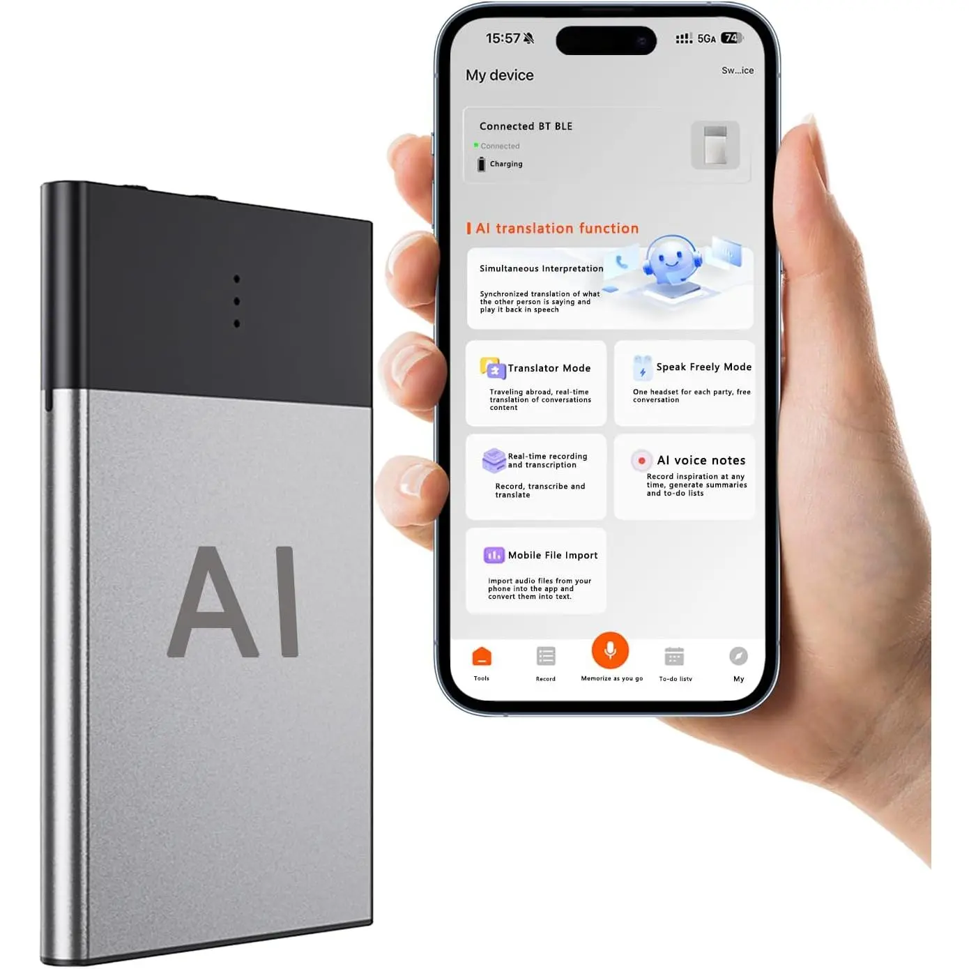 lyb05+64g Audio Voice Recorder, App-Controlled AI Device with 138-Language Translation, Real-Time Transcription, Smart Noise Reduction, 1-Touch Recording, Portable Magnetic Clip Compact Design, Long Battery Life for Meetings, Lectures summerwins,summerwin
