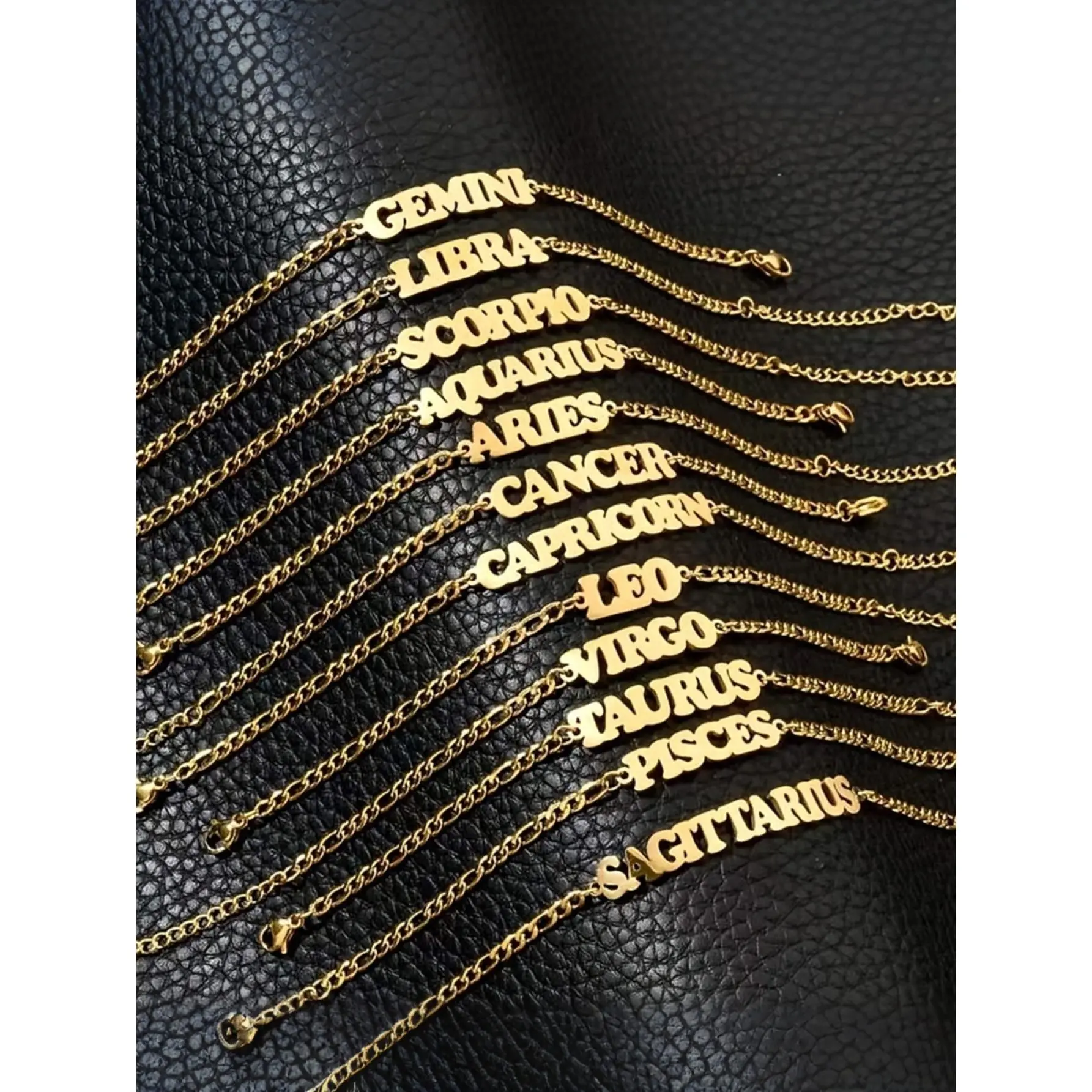 12 Constellation English Letter Cuban Chain Stainless Steel Foot Chain Suitable for Daily Vacation, Beach, Mother's Day Accessories Anklets Trendy Jewelry