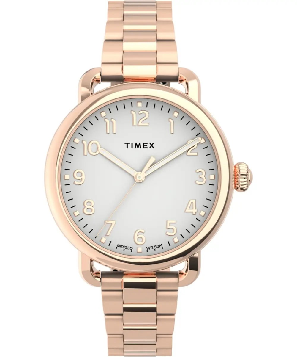 Timex Waterbury Standard 34mm Rose Gold Ladies Watch TW2U14000, Stainless Steel Watch, Quartz Drive