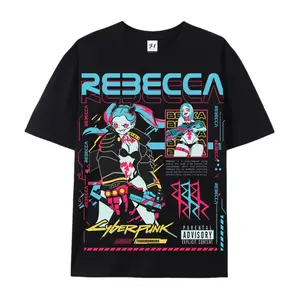 cyberpunk edgerunners rebecca print pure cotton short sleeve t shirt anime peripheral independent design soft skin friendly street style trendy weeb wear