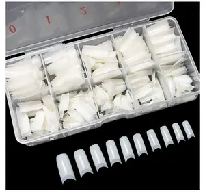 krofaue 500PCS Soft Gel False Nails Tips - Half Cover Acrylic Nail Tips 10 Sizes Lady French Style Acrylic Artificial Tip Manicure with Box for Nail Tips Art Salons and Home DIY