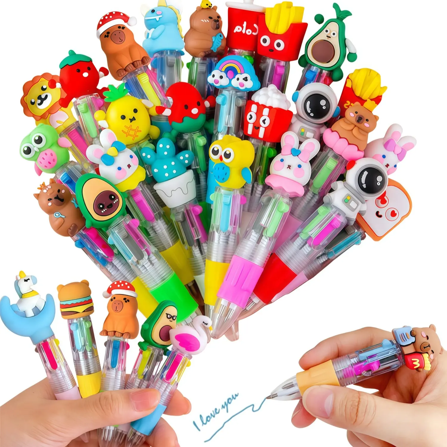 ONESHOWHOME Mini Multicolor Ballpoint Pens for Kids 4 Vibrant Ink Colors Cute Cartoon Styles Fun Bulk Gifts for Birthdays Parties Kawaii Pen Set Writing Stationery Office Stationery Supplies Rollerball Pen Set Study Tool deals for you restock