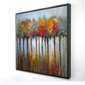 Begin Home Decor 2081-2424-LA12 24 x 24 in. Colorful Leaves Trees Framed Canvas - Bedroom Home Decor
