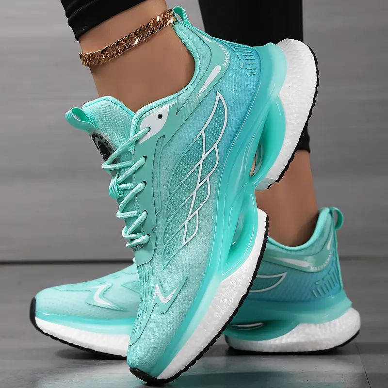[Sizes 6-12 Athletic Sneakers] Women's Plus Size 6-12 Athletic Sneakers - Lightweight, Breathable Mesh Running Shoes with Shock Absorption, Non-Slip Sole, Lace-Up Closure in Black/Teal, White/Blue, Light Blue/Dark Teal - Casual Low-Top Desi