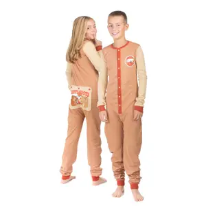 Kids Happy Camper Bear & Moose Union Suit Onesie Pajamas