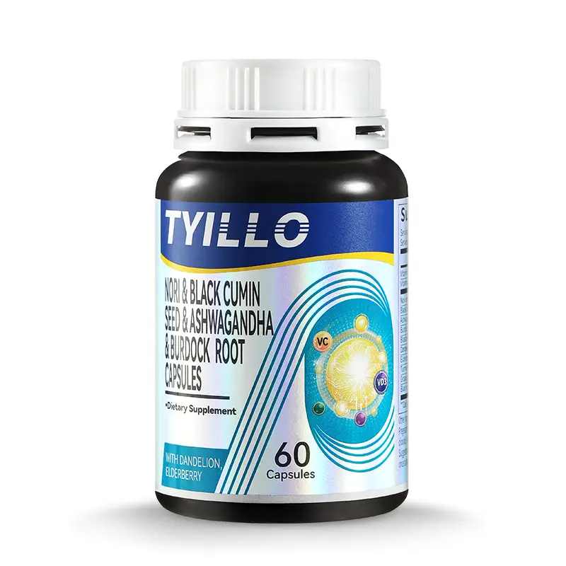 Tyillo 2 Seamoss Black Seed AshwagandhaBurdock Root Capsules Ashwagandha Extract60mg Seamoss Seaweed Extract 60mg BlackSeed Extract 60mg 15-in-1 Vitam