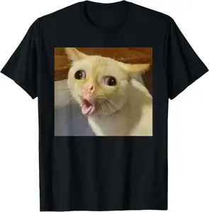 Cotton Gift Tee Cat Gagging Meme Funny Kitty Coughing Cat Top Iconic Meme Men Women T-Shirt casual cotton streetwear Fabric Menswear streetwear for all