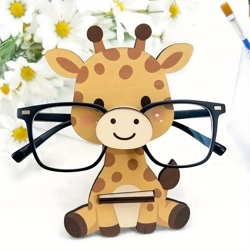 Cute Wooden Eyeglass Holder, Giraffe Animal Display Stand, Nightstand Home Office Desk Glasses storage Glasses Case Holder Birthday Christmas Holiday New Year Business Gifts for Men Women Adults