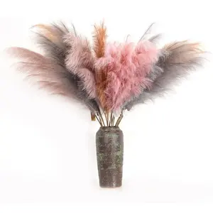 7Pcs Faux Pampas Grass Decor Tall, 32"/2.6FT Non-Shedding Fluffy Pampas Grass Plants, Vase Filler for Boho Home Décor, Farmhouse, Living Room, Kitchen, Office, and Wedding Decorations (Multicolor) Decorative