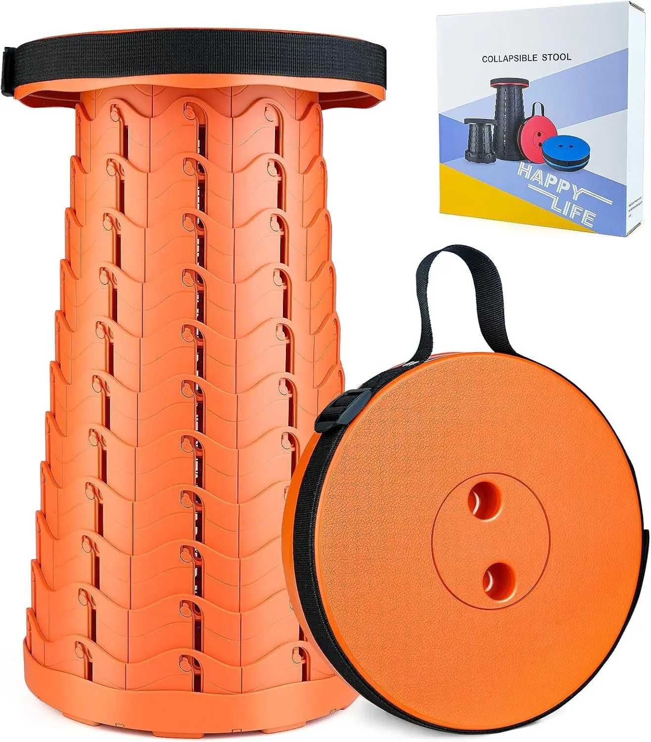 Upgraded Folding Stool Lightweight Yet More Sturdy with Load Capacity 400lbs Portable Collapsible Stool for Camping Fishing Hiking BBQ ( Orange)