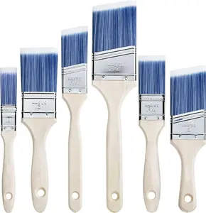 Paint Brushes, 6 Pack, Treated Wood Handle, Paint Brushes for Walls, Stain Brush, Wall Paint Brushes, Furniture Paint Brush, Paint Brushes for Painting Walls