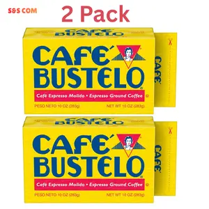 (2 Pack) Espresso Style Dark Roast Ground Coffee, Vacuum Packed 10 oz Brick