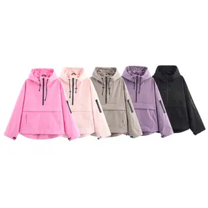 Oversized Against Heavy Rain Waterproof Summer Hoodie Raincoat Jacket Half Zip ,Zipped Large Kangaroo Pocket Design Adjustable Waist & Hood & Cuff Design, Left Sleeve Zip Pocket for Travelling Outdoor Sport